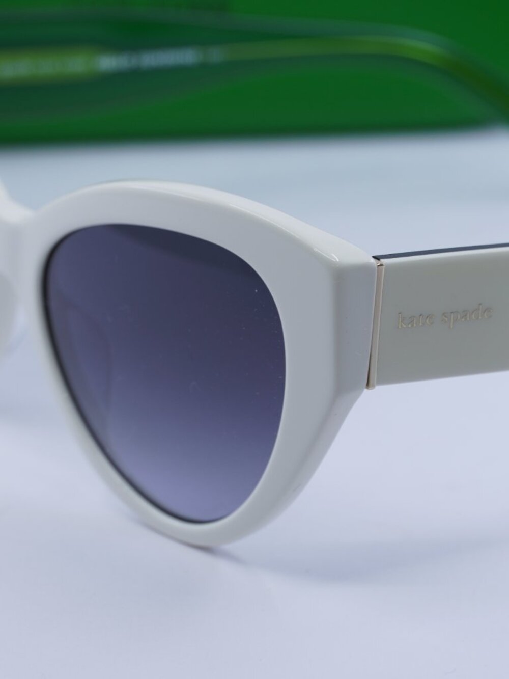 Kate Spade PAISLEIGH/S 0VK6 9O Cat Eye Sunglasses - White/Green\Dark Grey - Picture 9 of 10